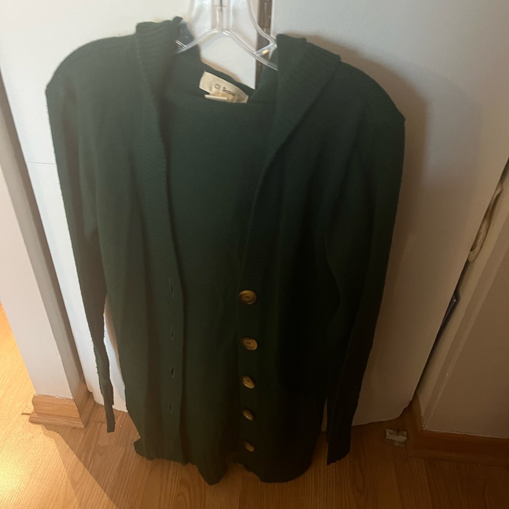 Long hooded green sweater